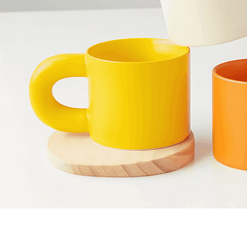 TEMU Minimalist Color Ceramic Coffee Mug With Large Handle, Cute Modern Tea Cup For Latte, Cappuccino, Milk & Hot Drinks