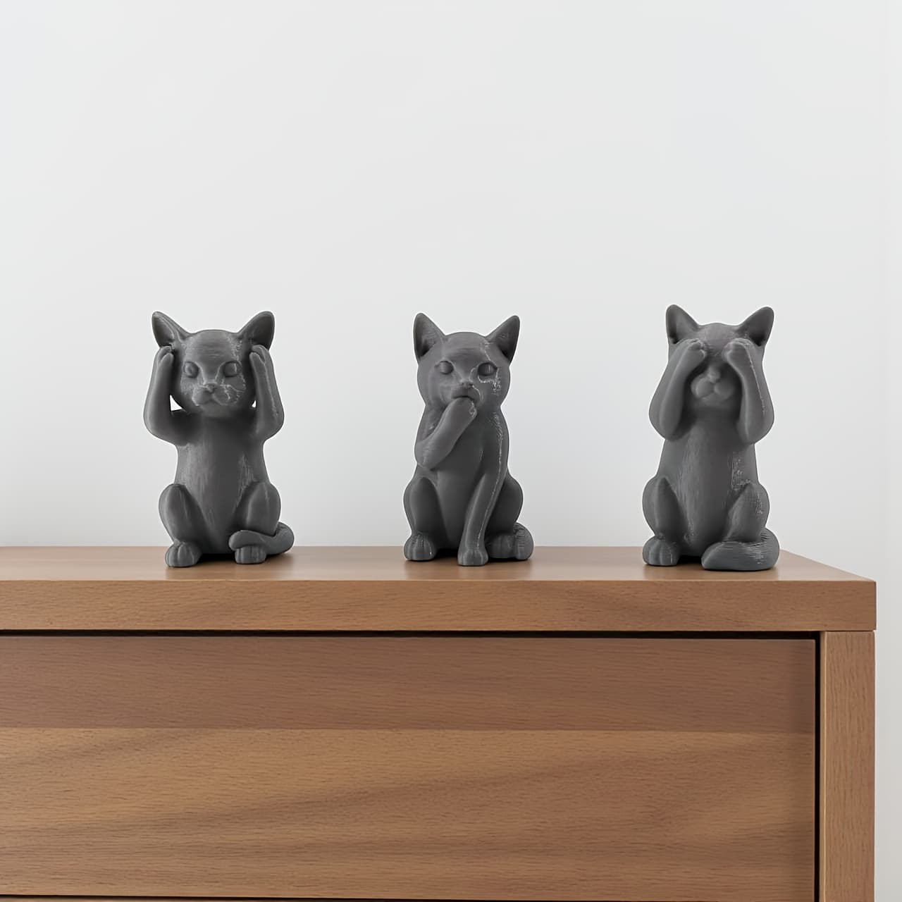 TEMU Vmayan 3pcs See No Evil Speak No Evil Cats - Modern Iconic & Sarcastic Shelf Decor Statues, Plastic Figurines For Home, Office, Or -themed Gift For Cat Lovers (3pcs)