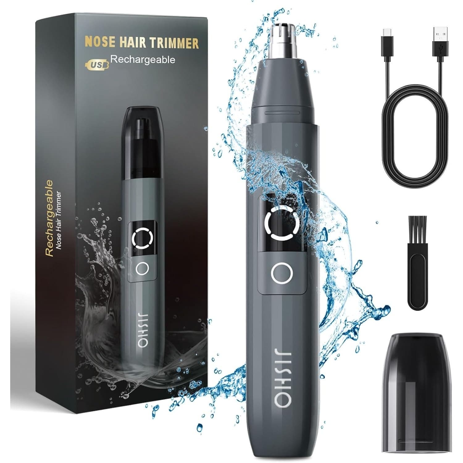 TEMU Rechargeable Ear And Nose Hair Trimmer For Men Powerful Motor With , Usb Type-c, Easy To Clean Travel Size