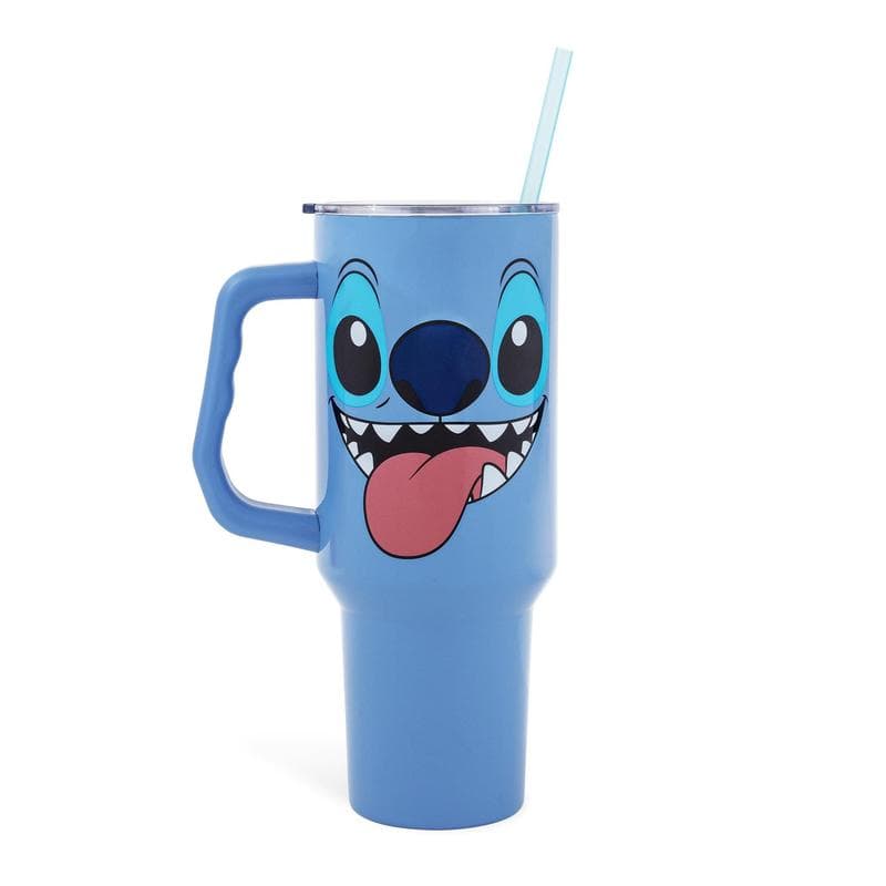 TEMU & Stitch Face Stainless Steel Tumbler With Handle | Holds 40 Ounces
