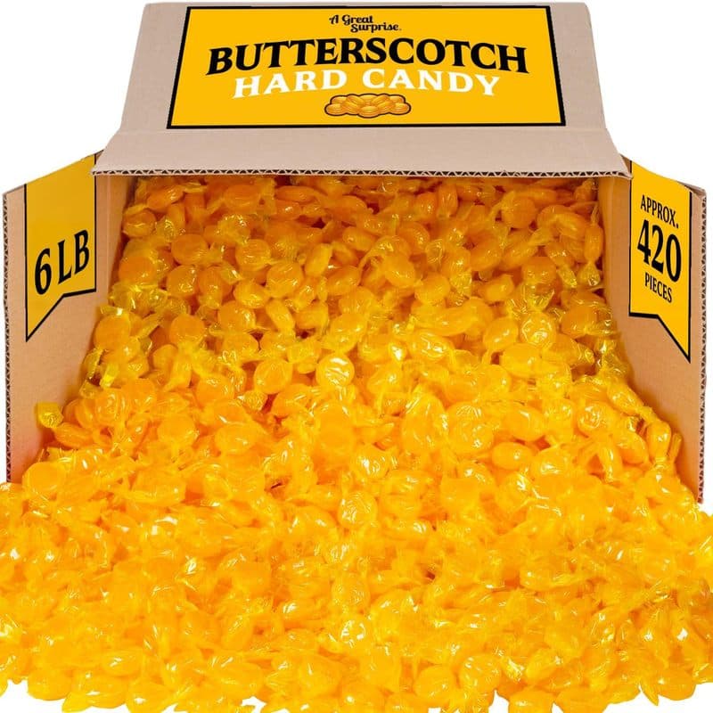 TEMU A Great Surprise Butterscotch Hard Candy - 6 Pounds - Individually Wrapped Butter Scotch Buttons Candies - Bulk Yellow Treats For Candy Buffet