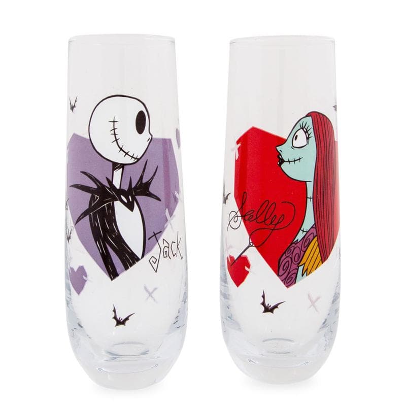 TEMU The Nightmare Before Christmas Jack And Fluted Glassware | Set Of 2