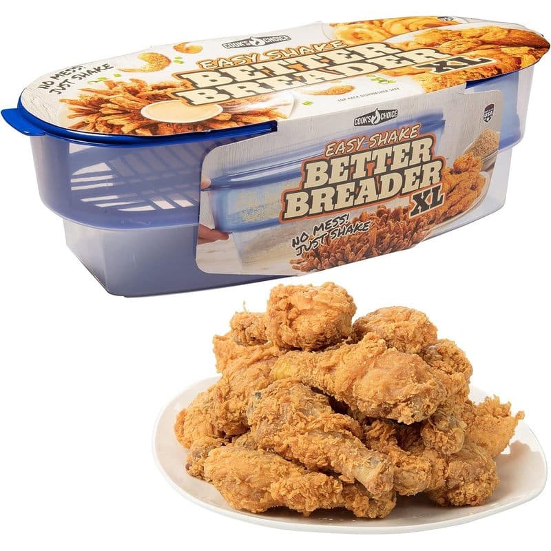 TEMU Xl Original Better Batter Bowl- Mess Free Breading Station Tool- Pour In Seasoning, Add Meat Or Vegetables & Shake