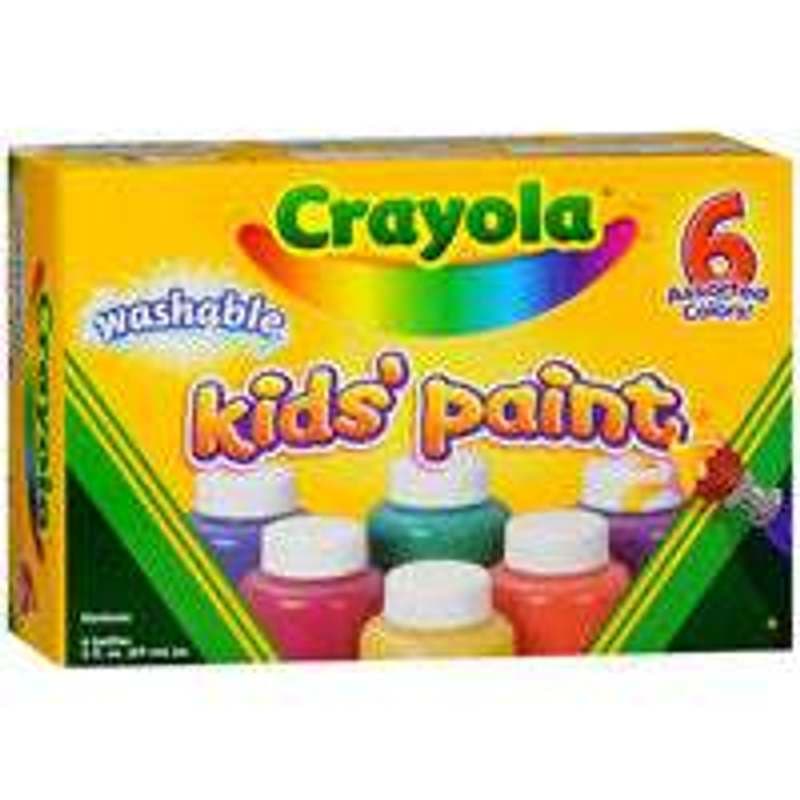 TEMU Washable Kids 2 Oz Paint Bottles, Assorted Colors - 6 Ea