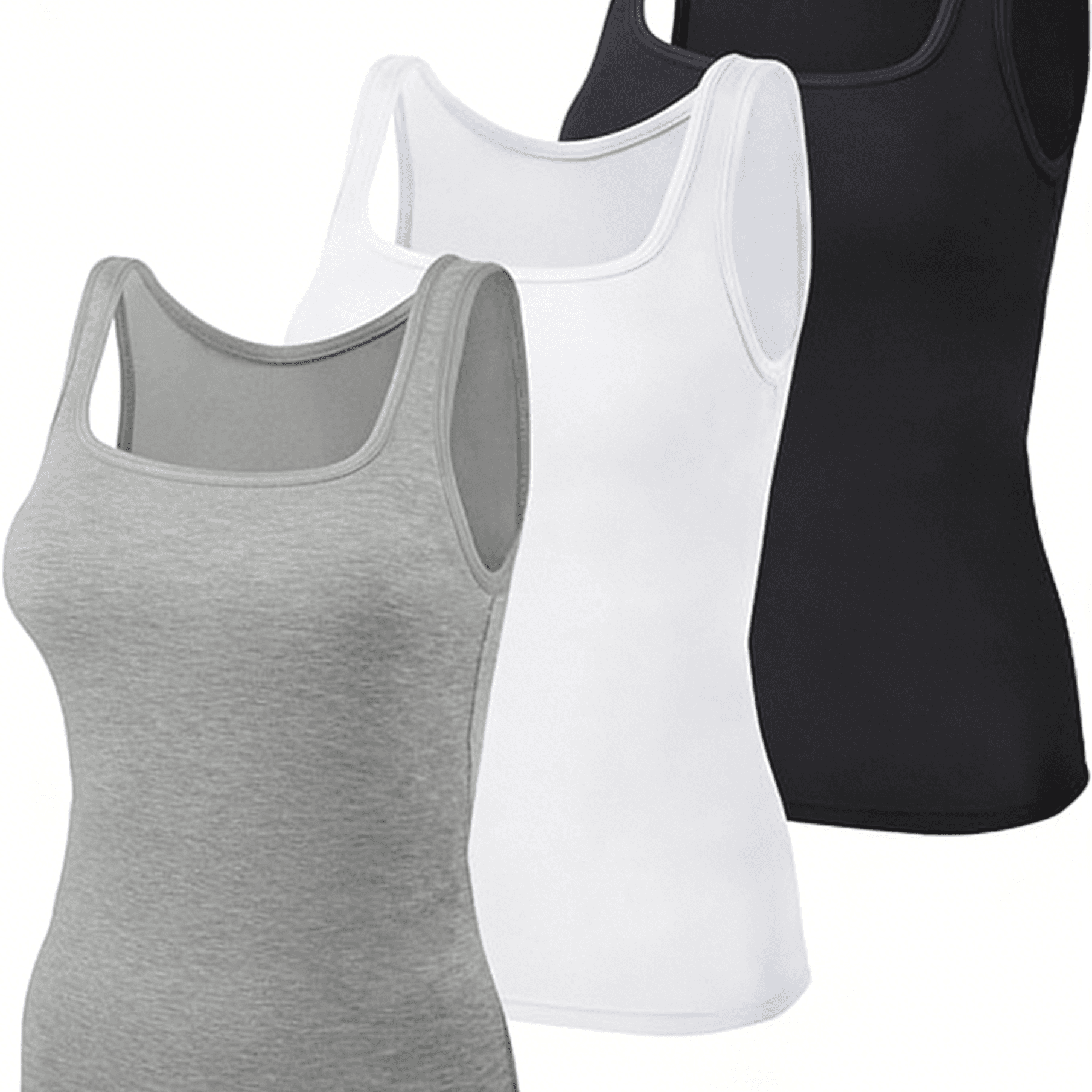 TEMU 3-6 Pieces Women's 100% Cotton Basic Ribbed Plain Solid Tank Top Sleeveless Shirts Soft Cotton Rib Tank Tops For Women Random Color