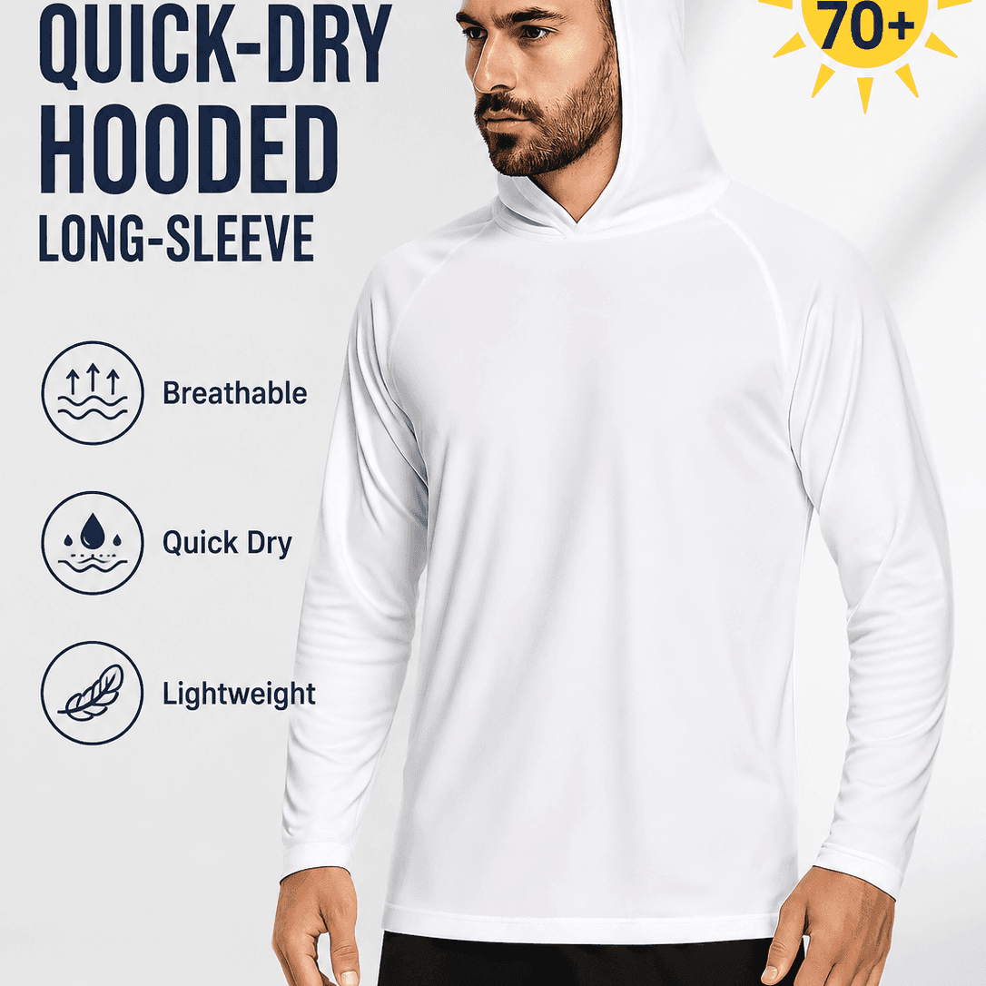 TEMU Men' Upf 70+ Sun Protection Lightweight Hoodie Performance Long Sleeve Spf Uv Shirt For Fishing Running