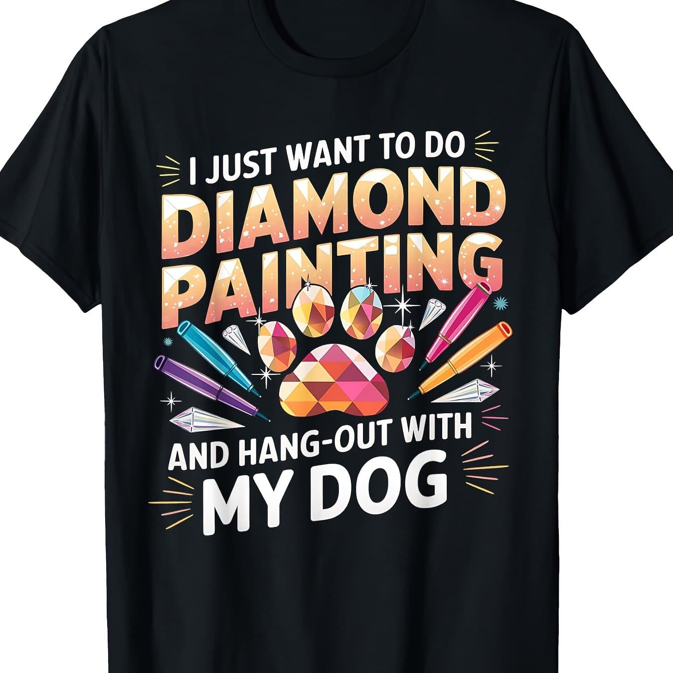 TEMU Vibrant Short Sleeve, Perfect For Casual Wear Diamond Painting Pattern T-shirt-