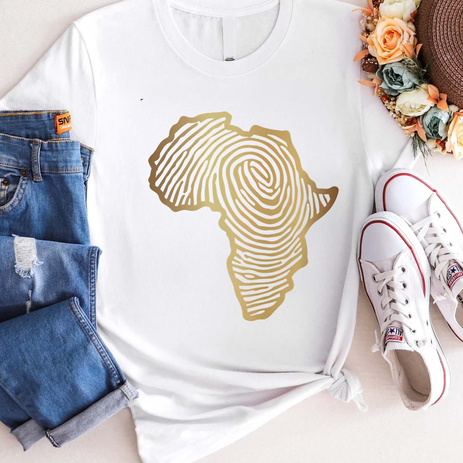 TEMU Women's Pure - Cotton White T - Shirt: Fingerprint Motif