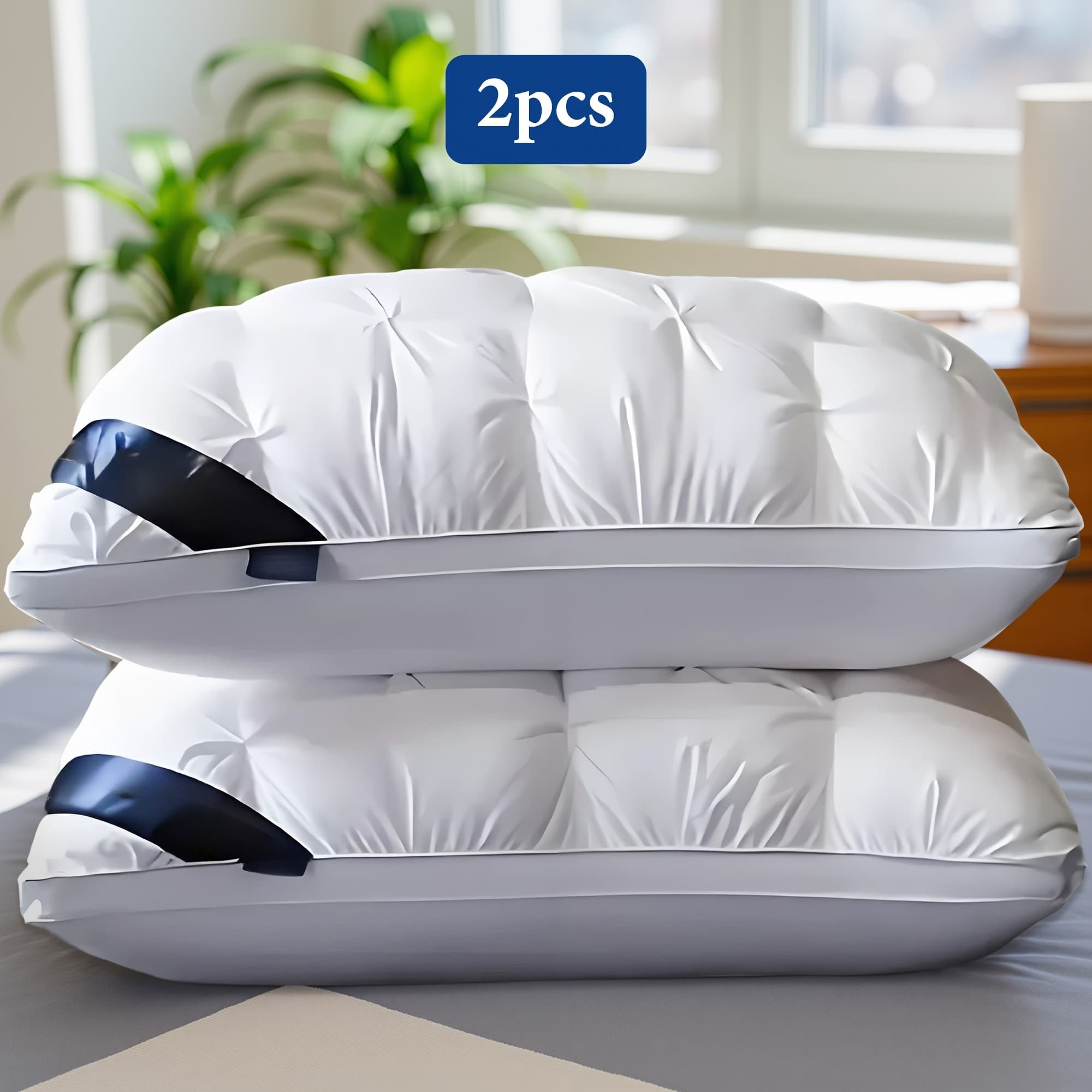 TEMU 2pcs Pillows - Heavyweight Bed Pillows With Slow Rebound & Neck Support | Cooling Pillows For Side, Back And Stomach Sleepers | Non-flattening Plush Design thumbnail 3
