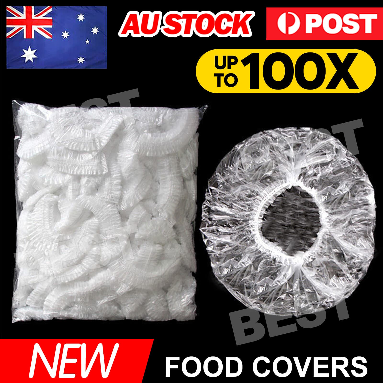 TEMU Up 100x Clear Plastic Elastic Food Cover Over Bowl Pan Plate Stretch Seal Wrap