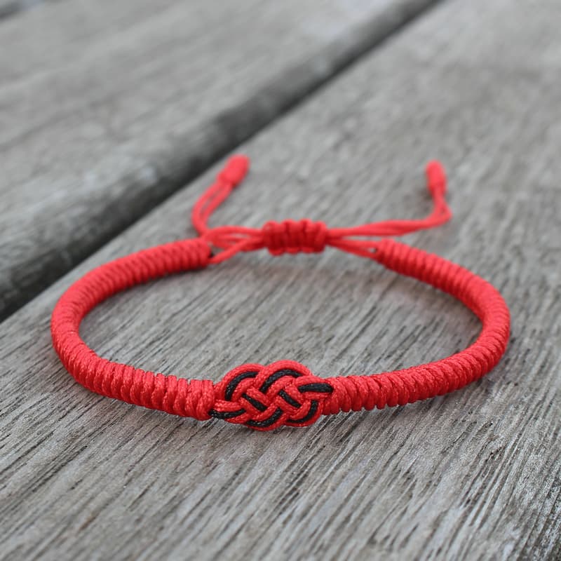 TEMU 1pc Handmade Woven Ethnic Heart Knot Red Rope Bracelet