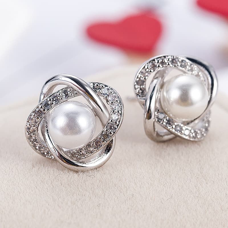TEMU Elegant And Exquisite Synthetic Zirconia Stud Earrings With Fashionable Accents For Women