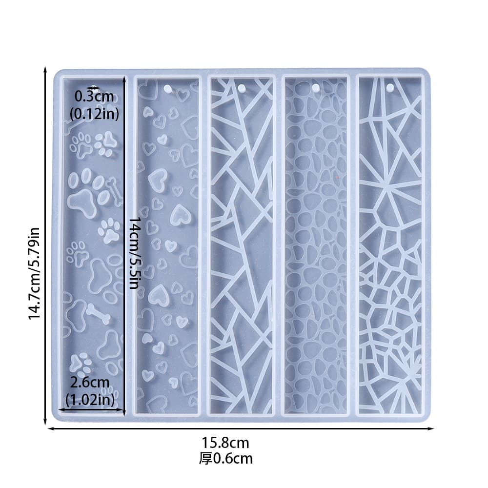 TEMU Leaves Flower Bookmark Silicone Mold Wave Rectangle Bookmark Epoxy Resin Casting Molds For Resin Crafts Making Tools