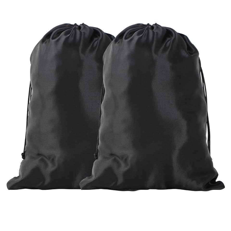 TEMU 2pcs Large Silky Satin Wig Bags For Hair Storage And Travel - Drawstring Pouches For Packaging Wigs, Bundles, And Hair Extensions - Perfect Gift Bags
