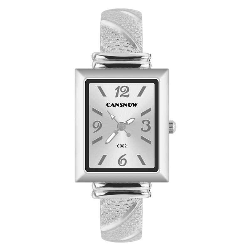 TEMU Elegant Women's Jewelry Watches Featuring A Rectangular Dial With Stainless Steel And Quartz Technology