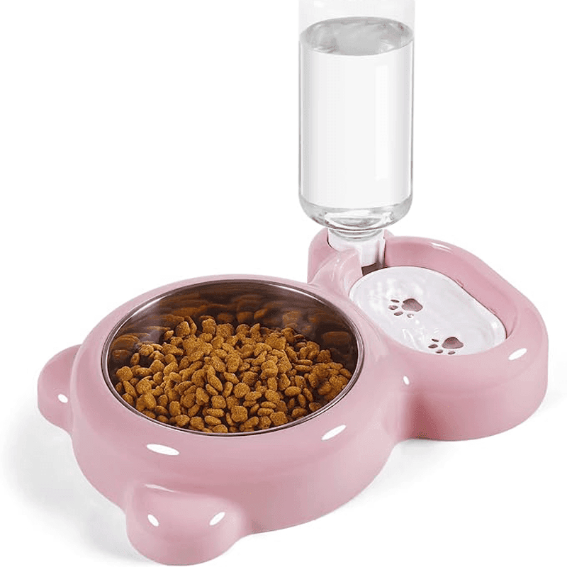 TEMU Keep Your Pet Hydrated & Fed With This Double Bowl Set & Automatic Water Dispenser Bottle!