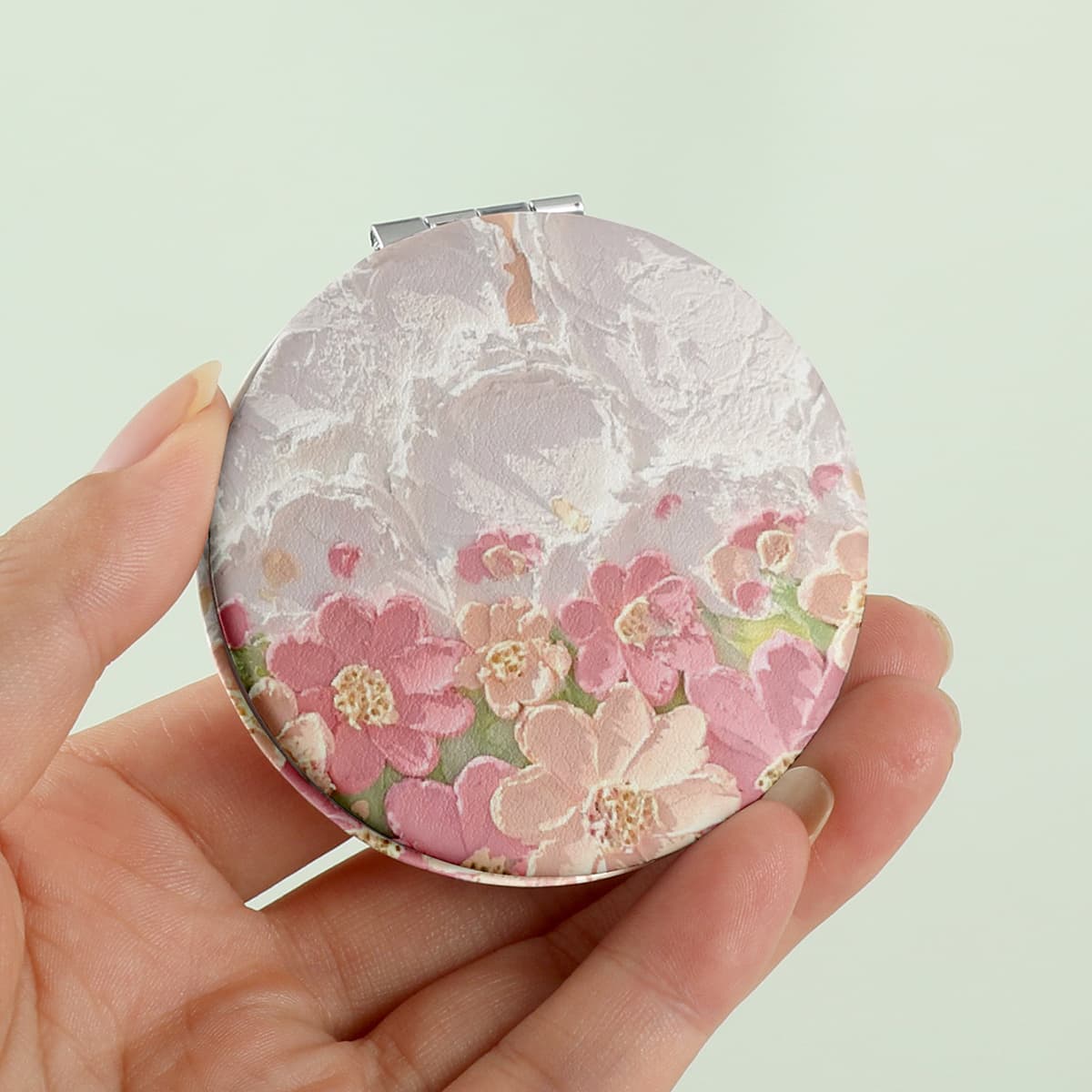 TEMU Floral Print Round Makeup Mirror