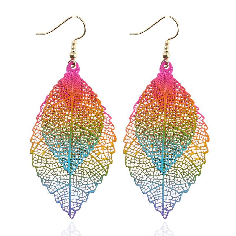 TEMU Hollow Gradient Color Leaf Drop Earrings Stylish Women's Accessories 1pair