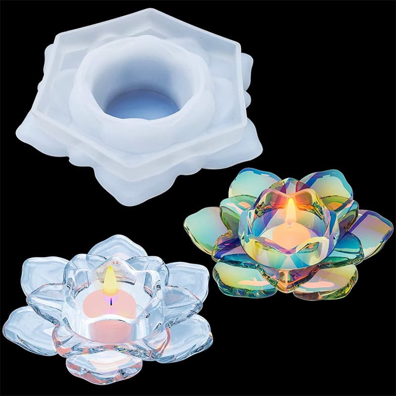 TEMU 1pc For Lotus Tealight Candle Holder Resin Mold Candlestick Holder Holder Silicone Mold