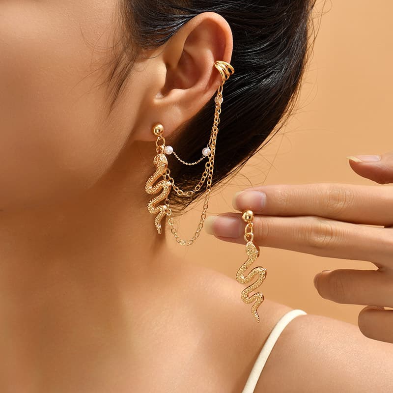 TEMU Chain Snake Earrings