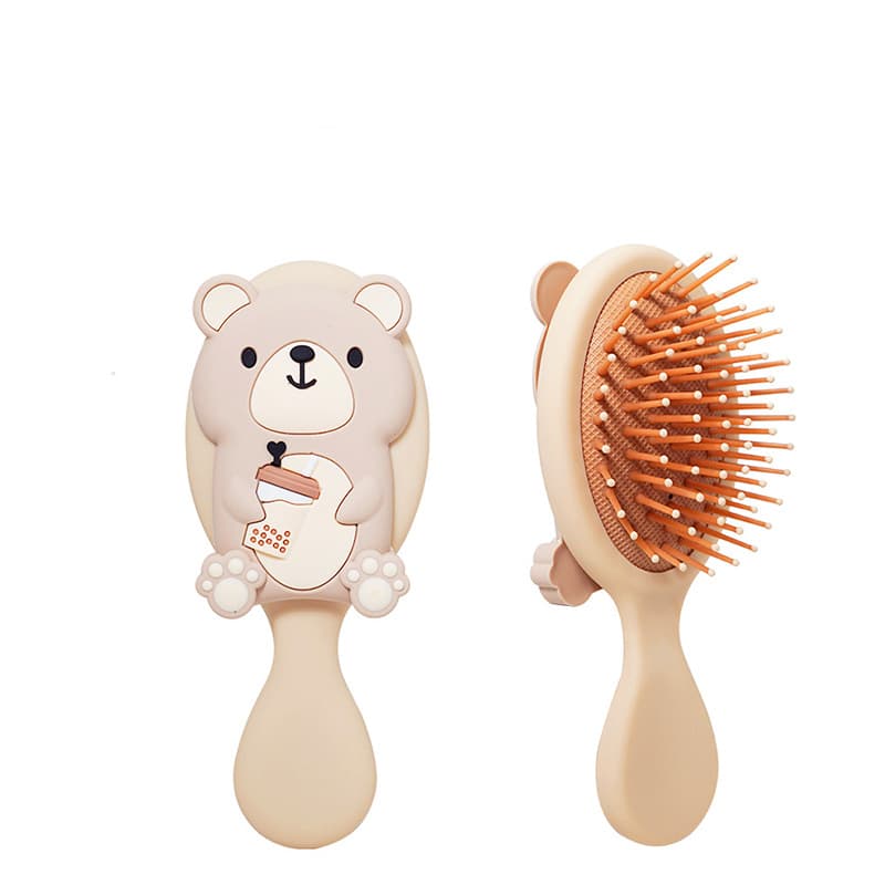 TEMU Bear Air Cushion Detangling Hair Brush | Portable, Perfect For Wet Curly Hair, Salon Styling Tools, Abs Plastic Handle, Plastic Bristles