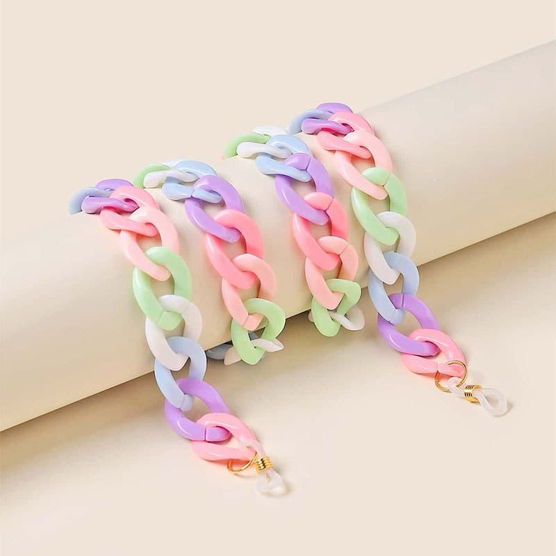 TEMU Color Acrylic Beaded Eyeglass Chain, Vintage Eyewear Cord, Eyeglass Lanyard