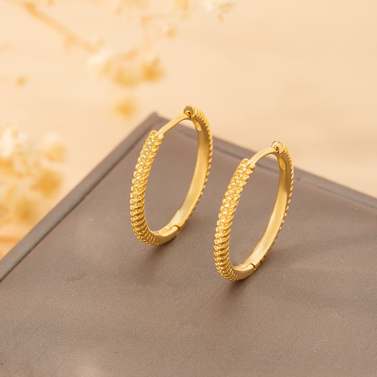 TEMU Stylish Twisted Hoop Earrings 14k Gold Plated Earrings Hypoallergenic Jewelry Gifts 1pair