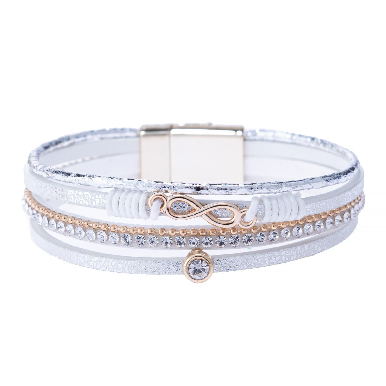 TEMU Pu Leather Wrap Bracelet Multi Strand Magnetic Clasp Bohemian Multilayer Bracelet 1 Pc Hand Jewelry Decor