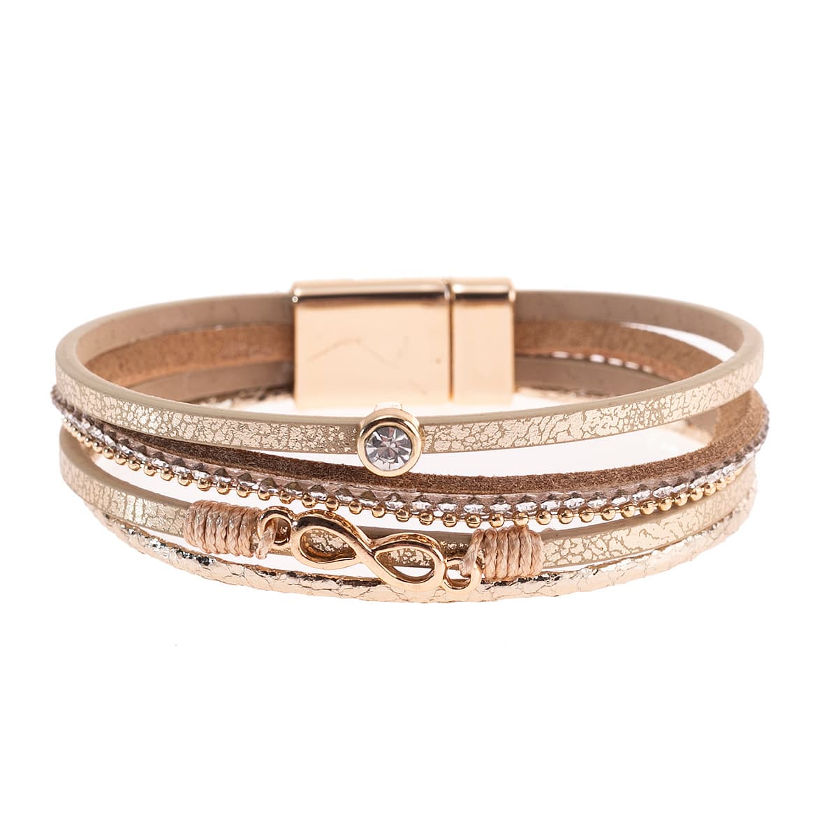 TEMU Pu Leather Wrap Bracelet Multi Strand Magnetic Clasp Bohemian Multilayer Bracelet 1 Pc Hand Jewelry Decor