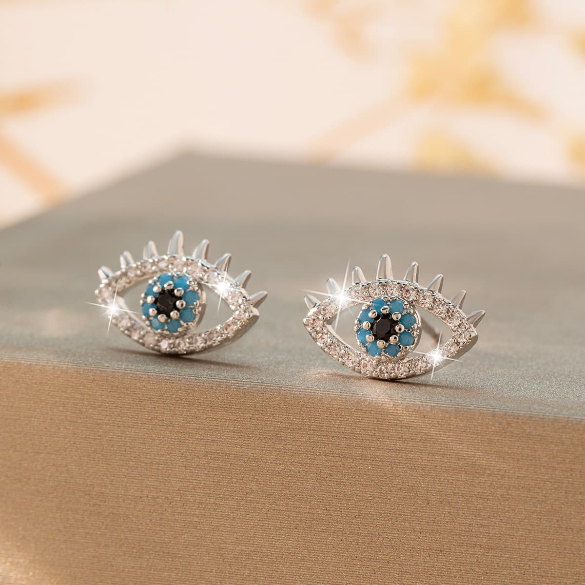 TEMU Unique Hip-hop Style Evil Eye Stud Earrings