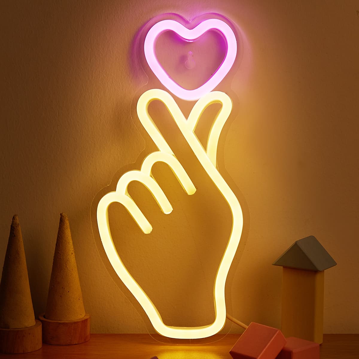 TEMU 1pc Multicolor Led Neon Sign Heart - Usb- Wall-mounted Rgb Suitable For, Valentine's Day Decoration, Plug-and-play With Switch ()