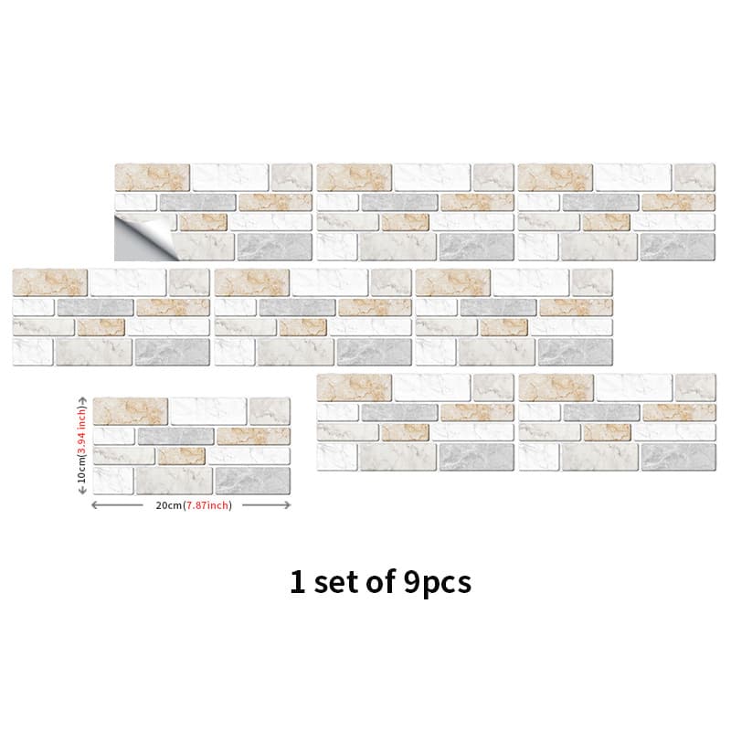TEMU 9pcs Marble Patterned Waterproof Peel And Stick, Kitchen Backsplash Tiles Sticker, Removable Wall Stickers