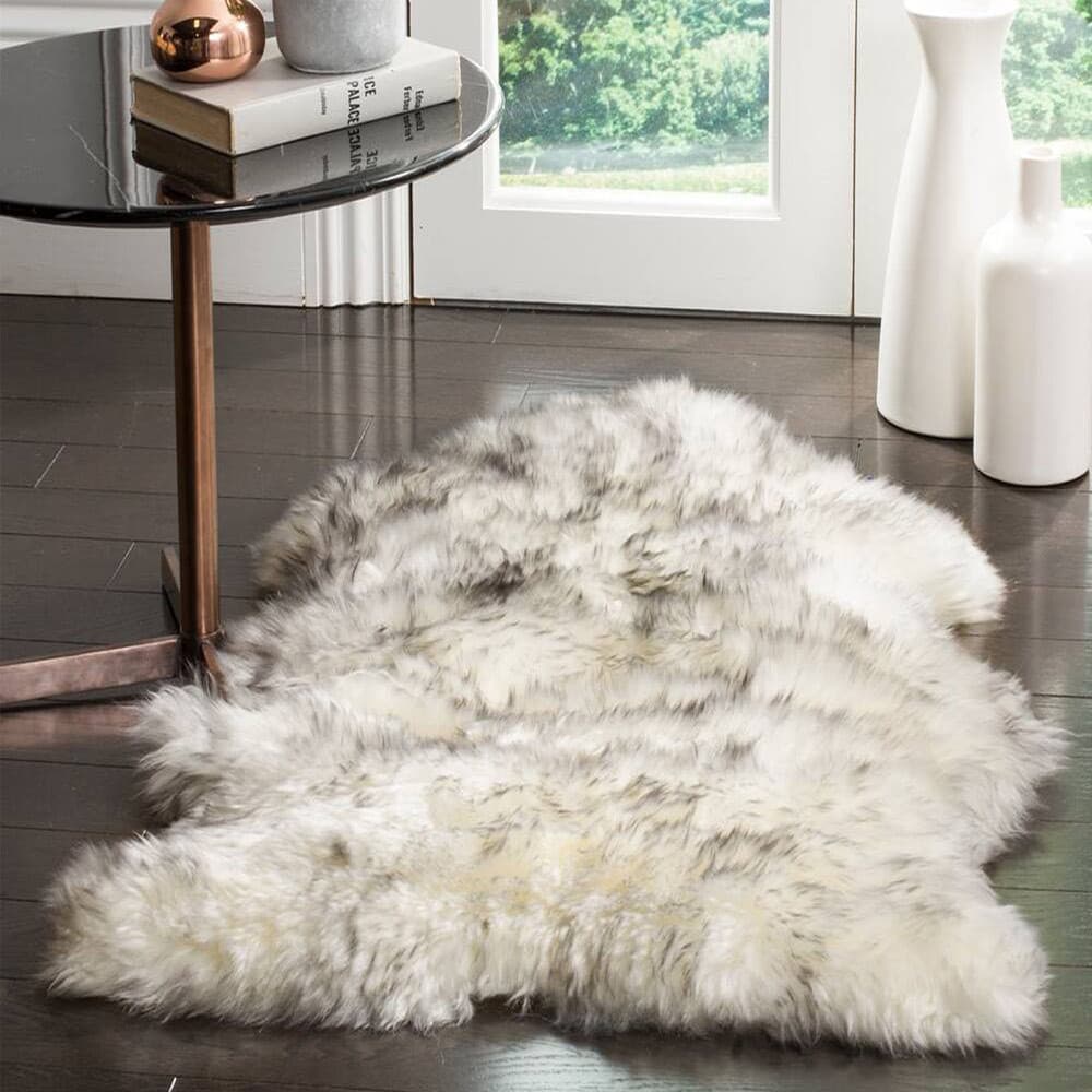 TEMU 1pc Shag Rug, Fur Sheepskin, Polyester Acrylic, Machine Made, Knit, Medium Pile, Washable, Hand Wash Only, Rectangle Shape, Pvc Backing, With Operation , For Bedroom, Living Room