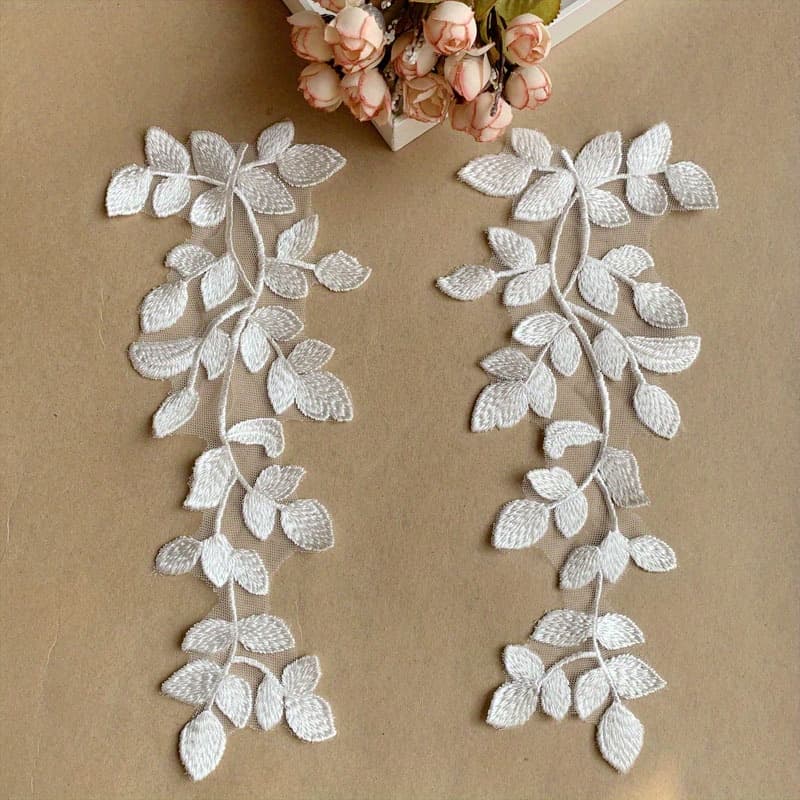 TEMU 1 Pair, Embroidered Lace Pair Of Flowers Green Lace Flower Stickers Dress Decoration Lace Flower Cloth Stickers