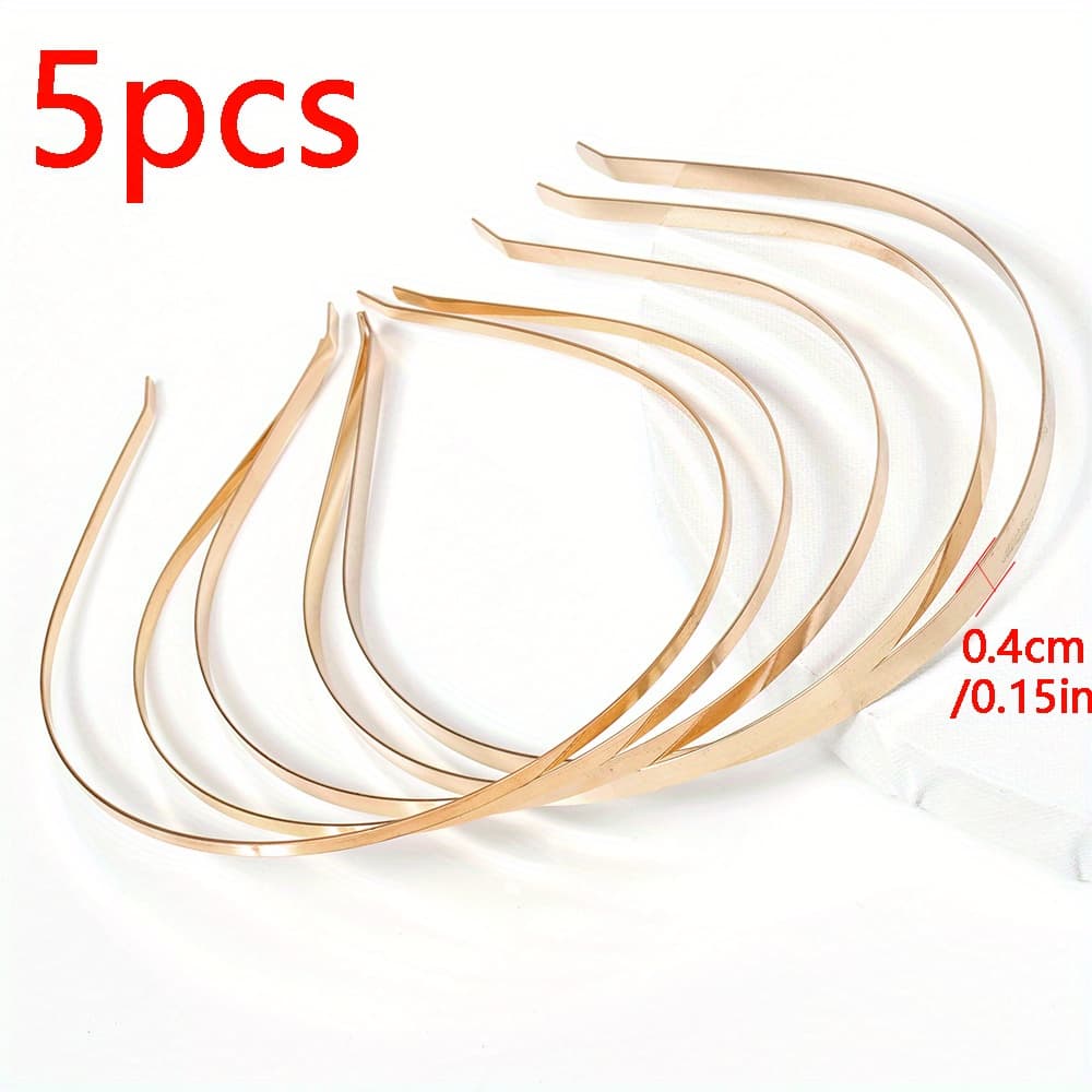TEMU 5pcs Iron Metal Headbands, Blank Smooth Hair Hoop Bands, Diy Plain Thin Bulk Hair Accessories For Jewelry Making, Craft Supplies