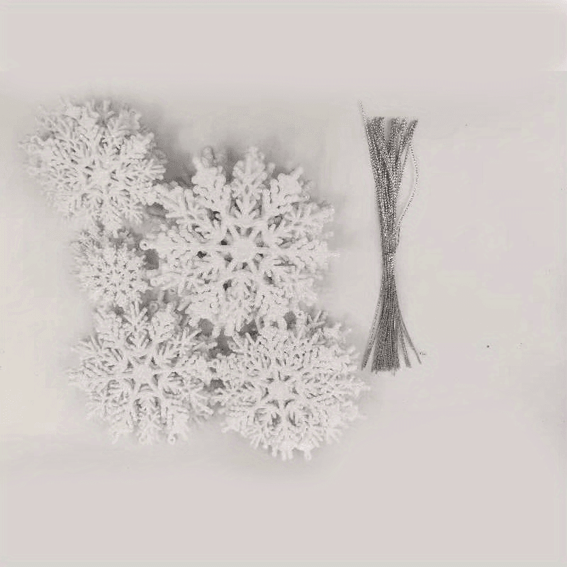 TEMU 100pcs Of Shimmering White Glitter Snowflake Decorations For Christmas