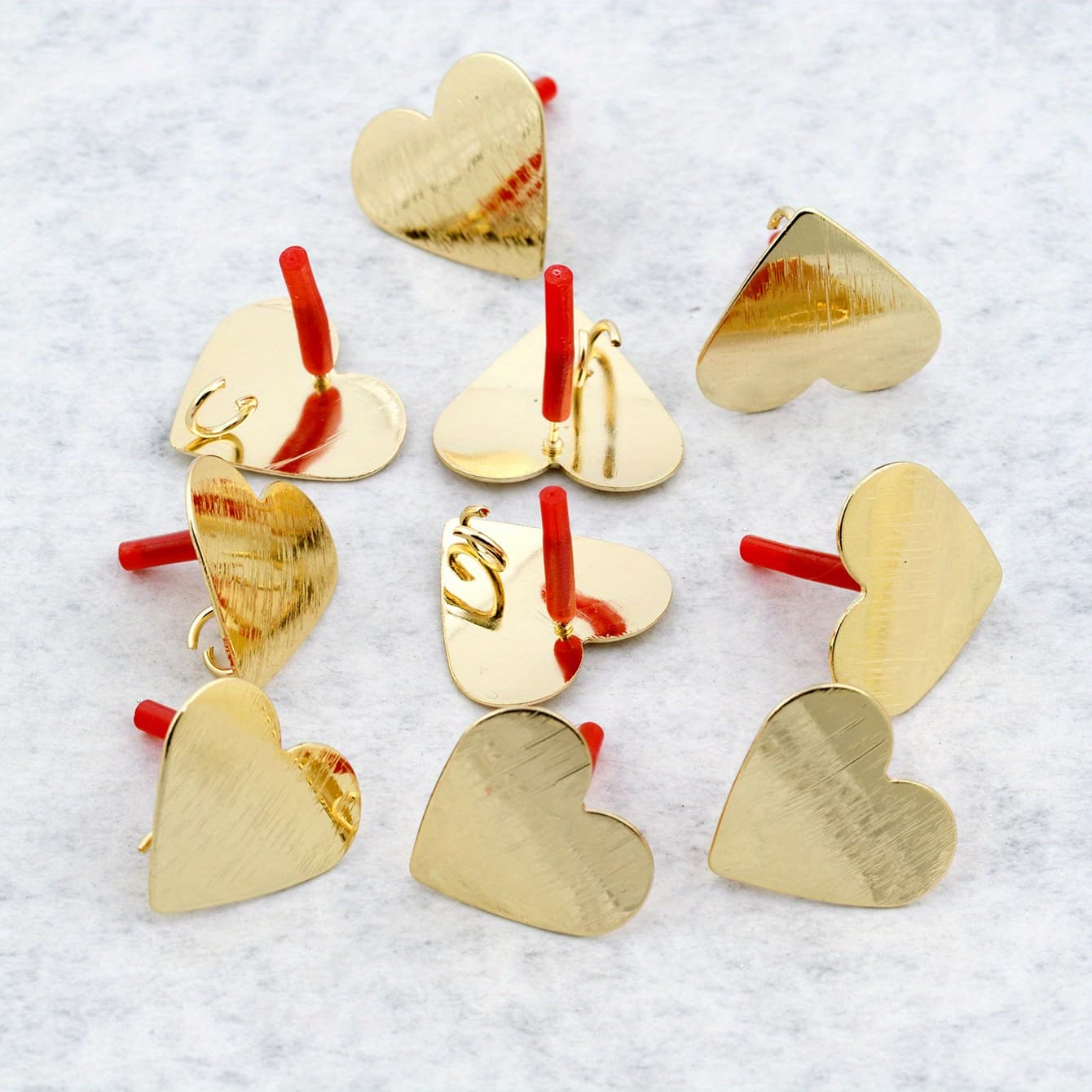 TEMU 10pcs Heart-shaped Cute Stud Earrings Diy Basic Connector Accessories