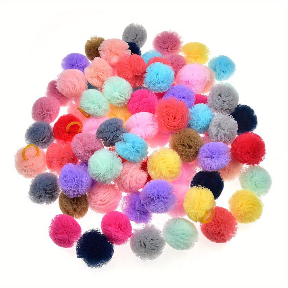 TEMU 50pcs Cute And Colorful Pet Hair Bows With Durable Rubber Bands - Headwear And Hair Accessories For Any Occasion
