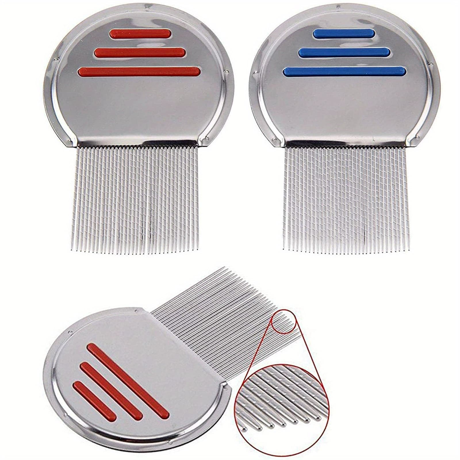 TEMU Comb (pack Of 3) Head Treatment, That's Individually Packaged Professional Stainless Steel And Nit Combs Removes Eggs With Rounded Tips For