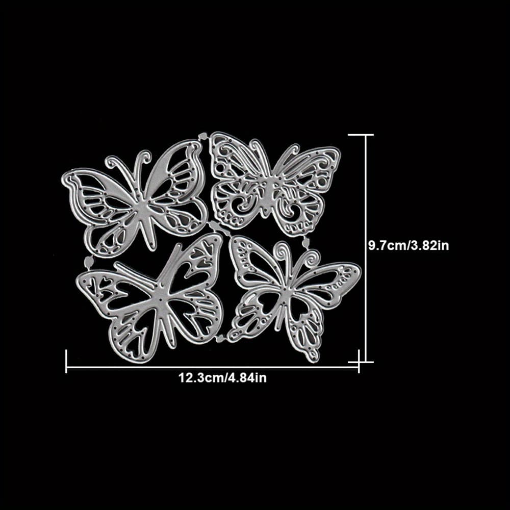 TEMU 4 Styles Lace Beautiful Butterflies Metal Cutting Dies Diy Scrapbooking Album Greeting Cards Home Decoration Holiday Handle Hand Made