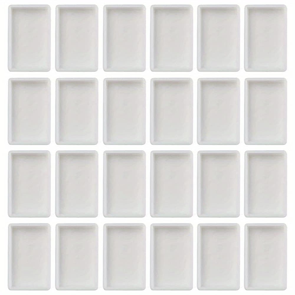 TEMU 24pcs Empty Watercolor Full Pans For Painting Supplies, White Plastic Pans For Color Mixing Oil Paint Or Acrylics