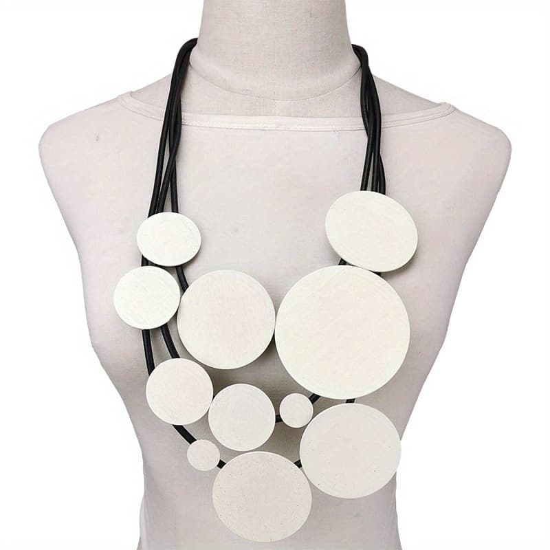 TEMU Bohemian Ethnic Style Long White Round Disc Party Necklace Fashion Jewelry