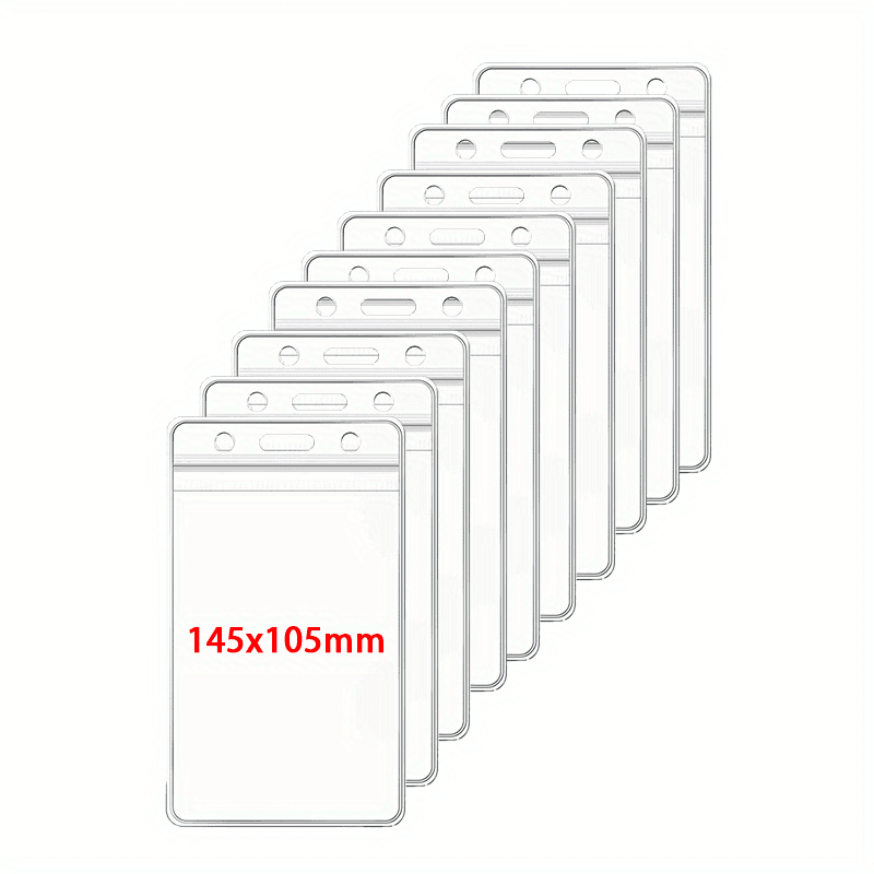 TEMU 10pcs A6 5.7x4.13" Large Soft Waterproof Vertical Transparent Pvc Plastic Work Zipper Badges Id Card Holder Pocket Swim Tag Name Seal Card Bag