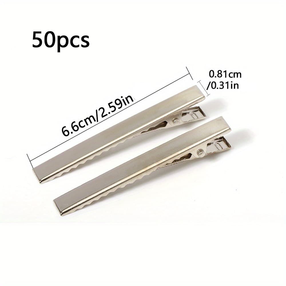 TEMU 50pcs Metal Hair Clips, Alligator Clips, Flat Duckbill Clips, Pin Clips For