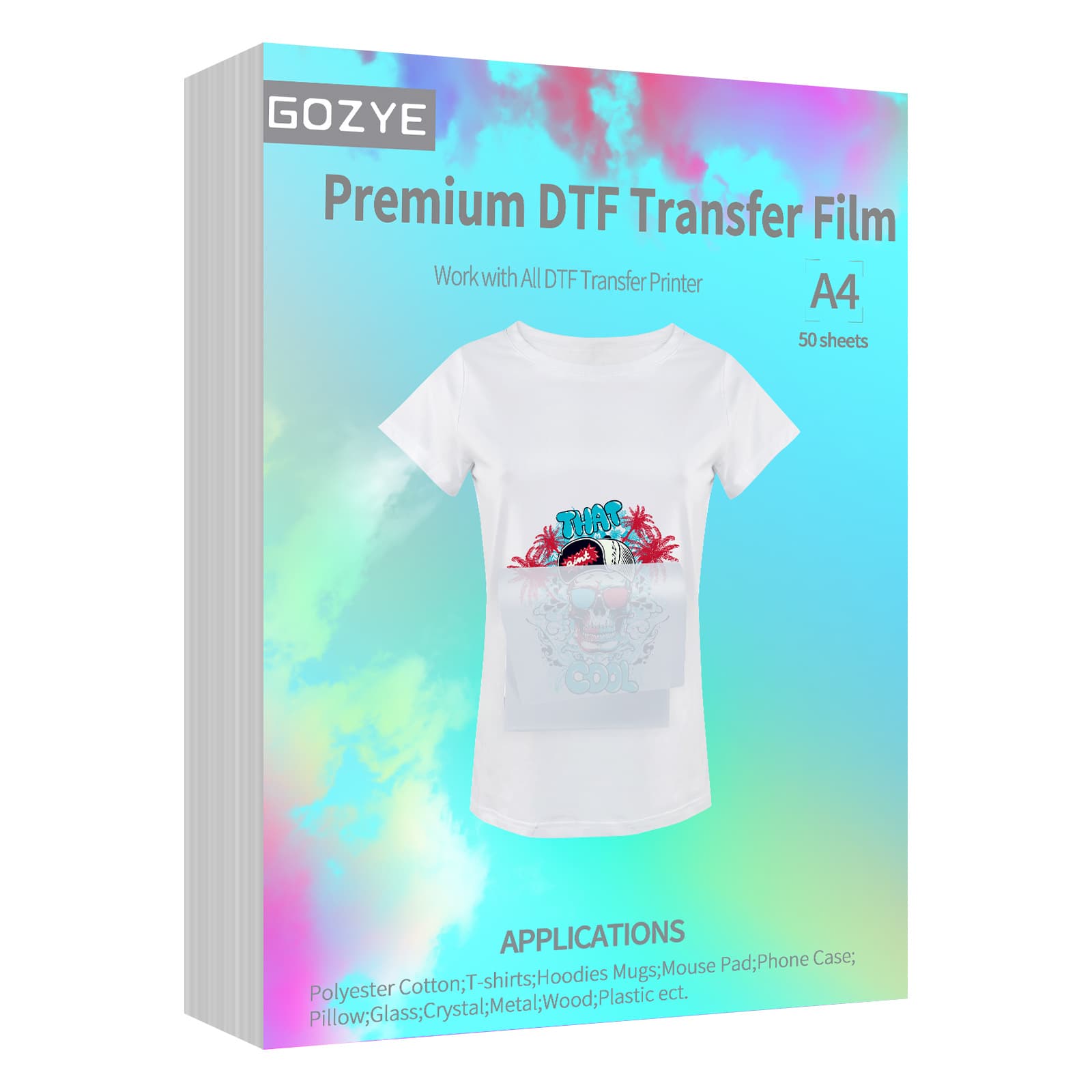 TEMU Gozye Transfer Film - /100 Sheets A4 Matte Pet Heat Transfer Paper For Direct-to-film Printing On T-shirts Textile- Size: A4