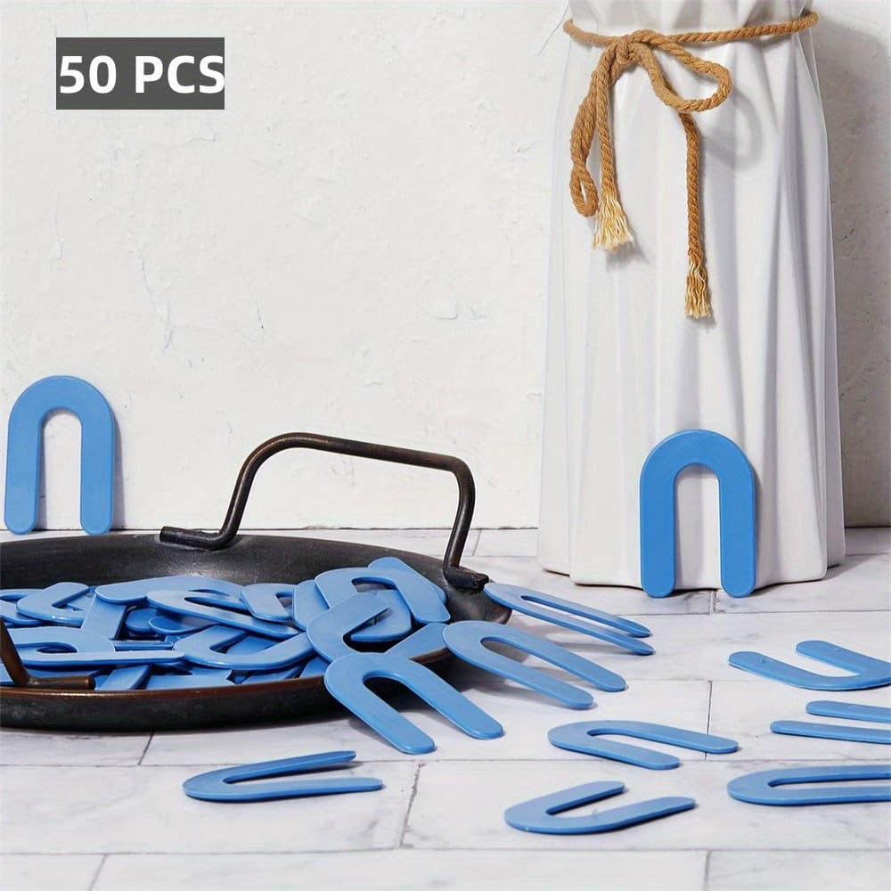 TEMU 50 U-shaped Spacers - Tile Spacers - Horseshoe-shaped Shims For Leveling, Blue