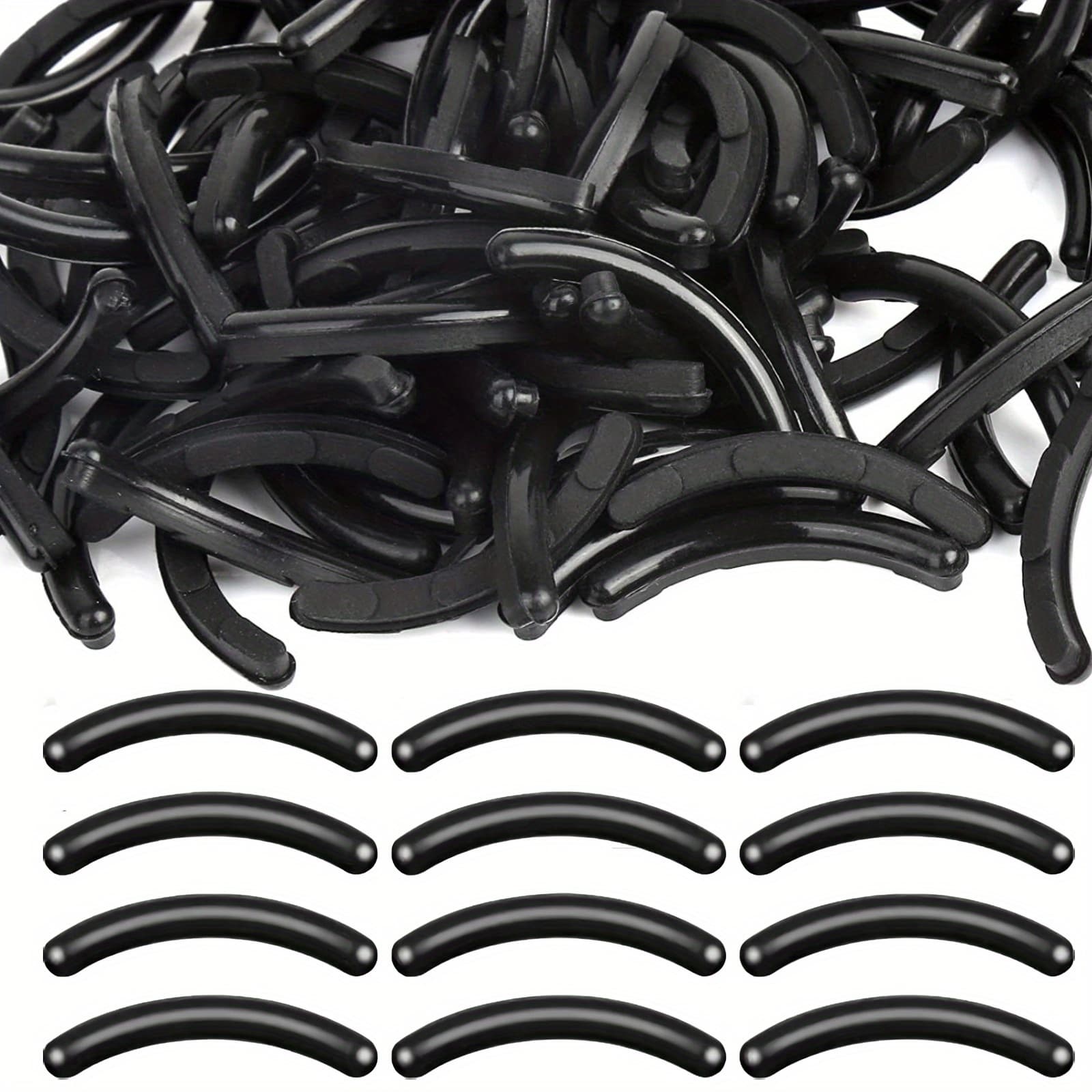 TEMU 100pcs Eyelash Curler Refills Pads, Black Silicone Rubber For Universal Eyelash Curler Pads Replacement Pads For Universal Eyelash Curler