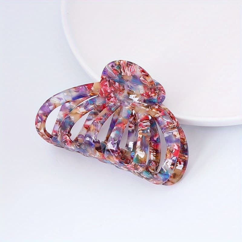 TEMU Acetate Sheet Hollow-out Lantern-shaped Hair Claw Clip, Elegant Instagram-style Large Hair Grab Claw, Updo Hair Clip, Acetate Hair Accessory For Face Washing