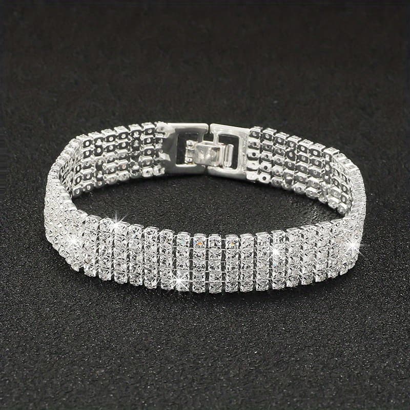 TEMU Luxury Zirconia , Copper Base, Sparkling Synthetic Cubic Zirconia, Daily Occasion Jewelry For Women, Gift Idea, Fashion Jewelry|luxury Bracelet|