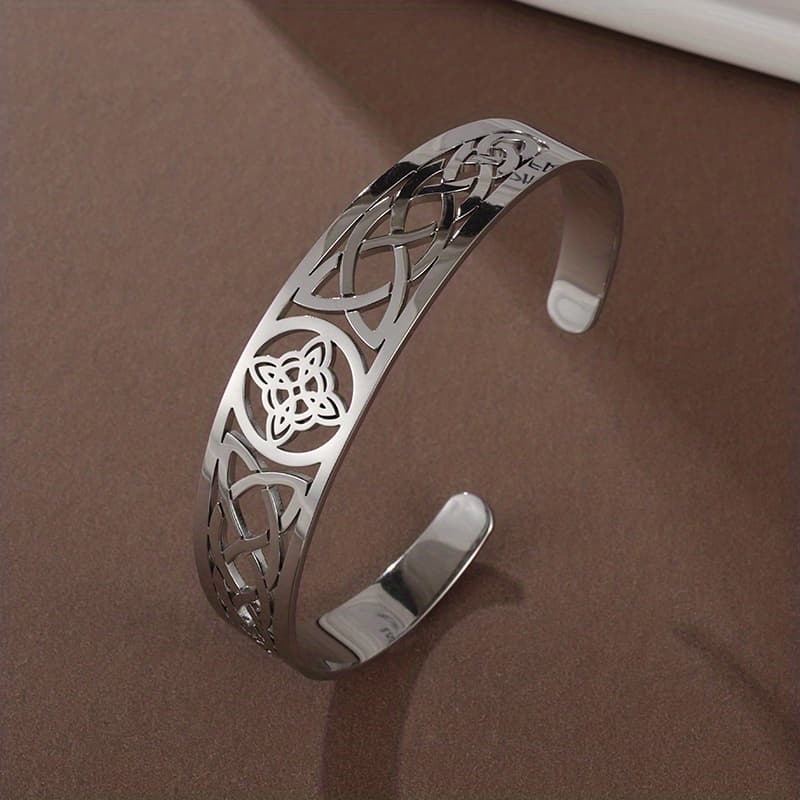 TEMU Women's Witch Knot Bangle Bangle Bracelet 304 Stainless Steel Adjustable Open Cuff Bangle Bangle Bracelet Celtic Witchcraft Amulet Jewelry Men's Birthday Gift